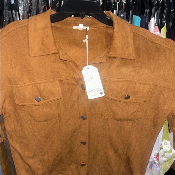 JODIFL Carmel Brown Fringe Jean Jacket Ptp 24” - Picture 5 of 5